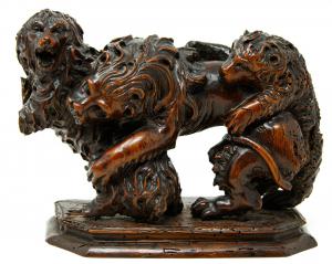 Germany, 17th century, Clash between a lion and dogs